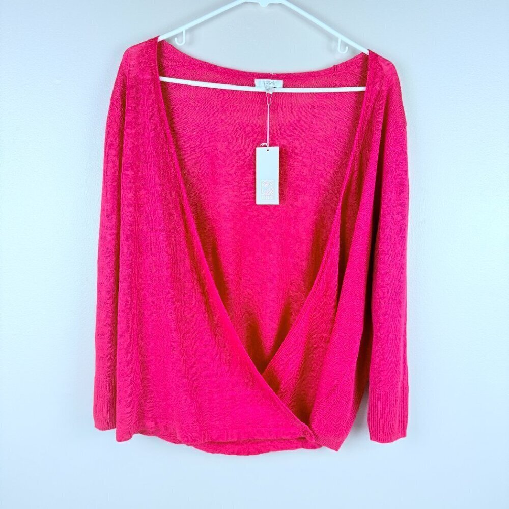 NWT Casual Studio Linen Convertible Cardigan 4-Way Wrap Tie Open Front M